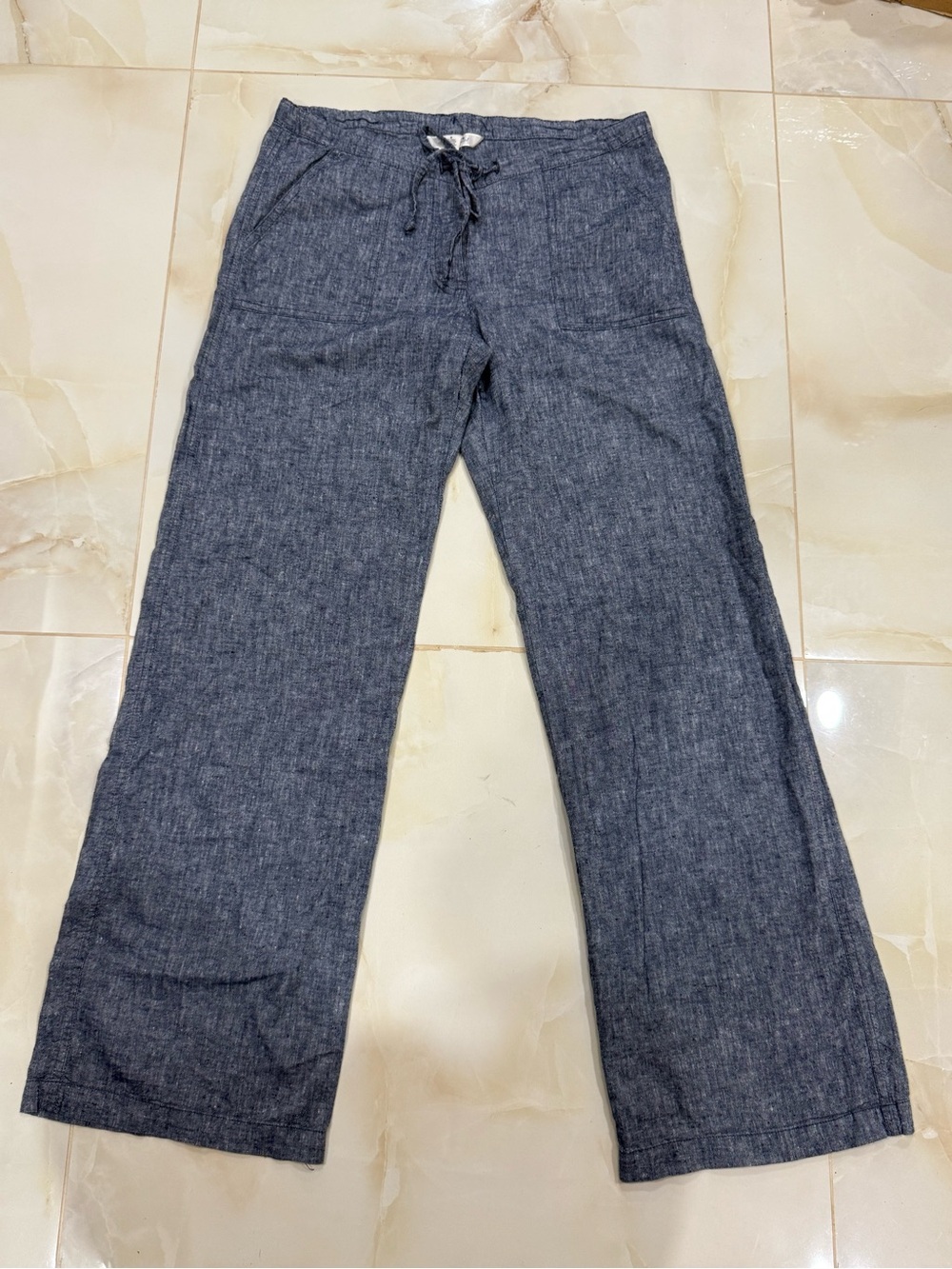 Derek Heart Men's Drawstring Linen-Blend Pants in Dark Gray-Blue